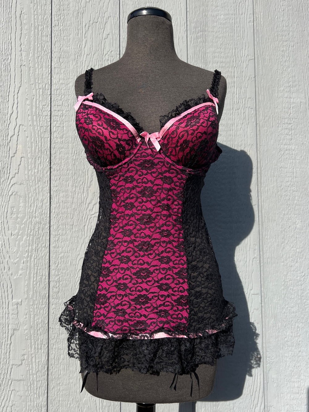 Victoria's Secret Sexy Little Things Gothic Bustier Corset in Black and Pink 36C